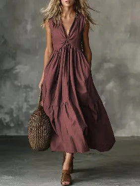 Arlisse Bohemian Gathered Waist Maxi Dress