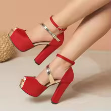 Maya Chunky Heel Ankle Strap Sandals