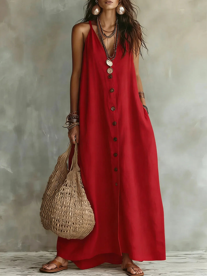 Vesna Breathable Sleeveless Linen Maxi Dress