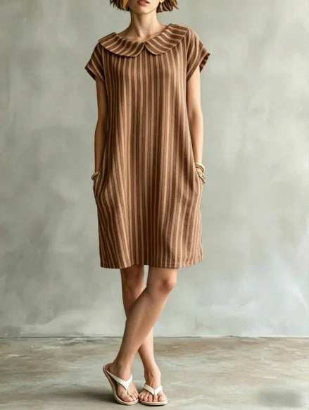 Faye Striped Peter Pan Collar Mini Dress