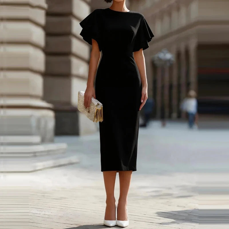 Fiona Ruffle Sleeve Midi Dress