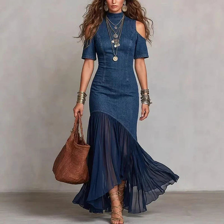 Nora Cold Shoulder Denim Dress