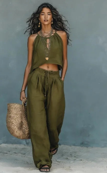 Azaria Sleeveless Crop Top Matching Set