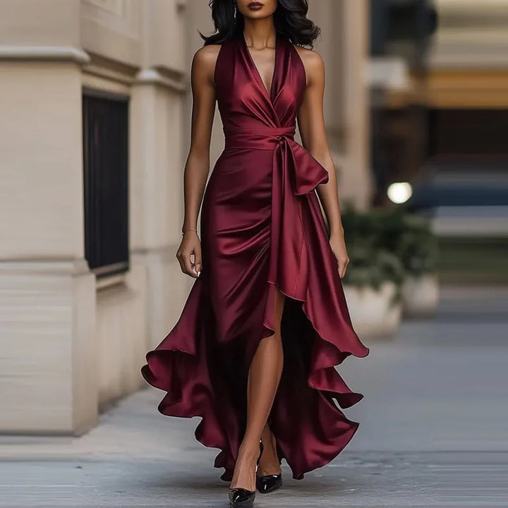 Monroe Halter Satin Maxi Dress