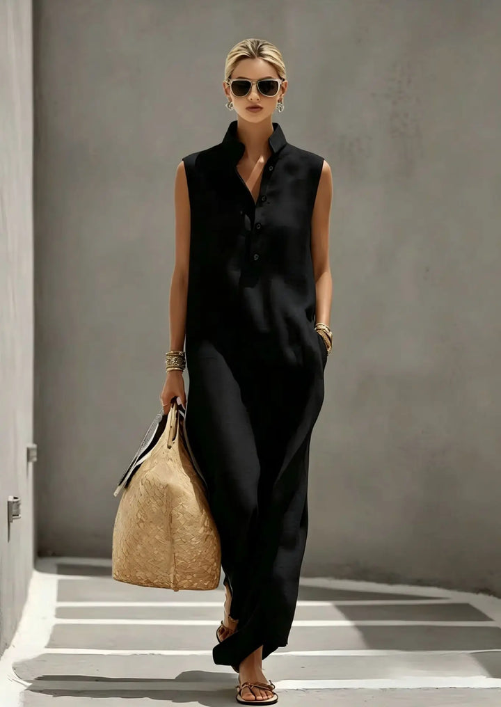 Cressina Elegant Chic Linen Maxi Dress