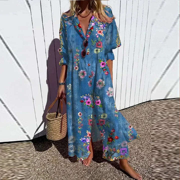 Aurevia Casual Printed Long Sleeve Maxi Dress