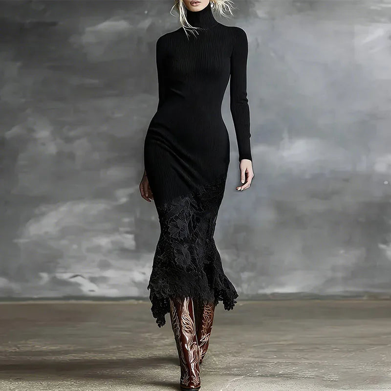 Monika Ribbed Turtleneck Dress