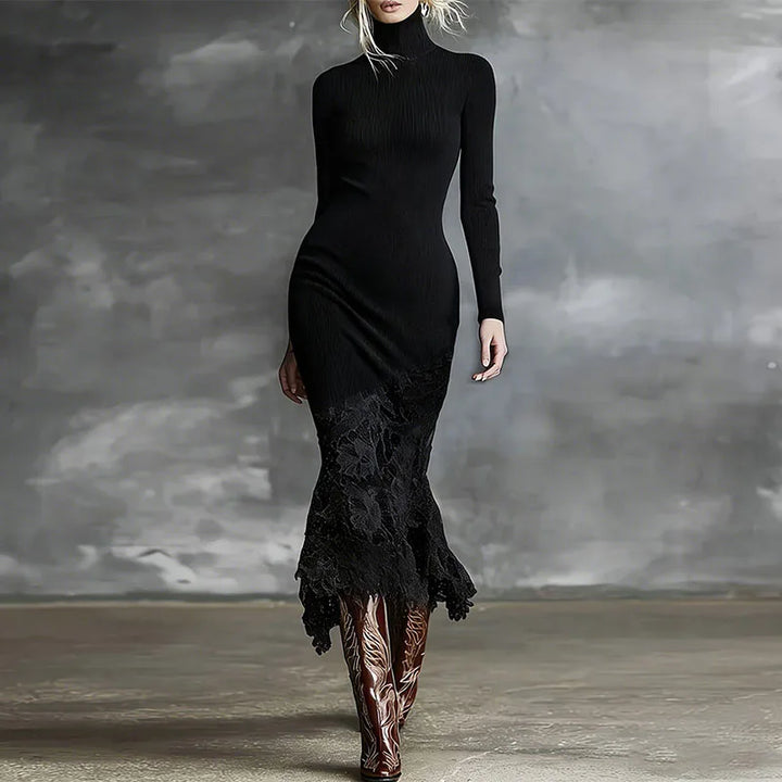 Monika Ribbed Turtleneck Dress