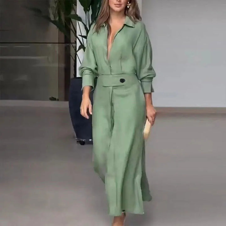 Isabella V Neck Maxi Shirt Dress