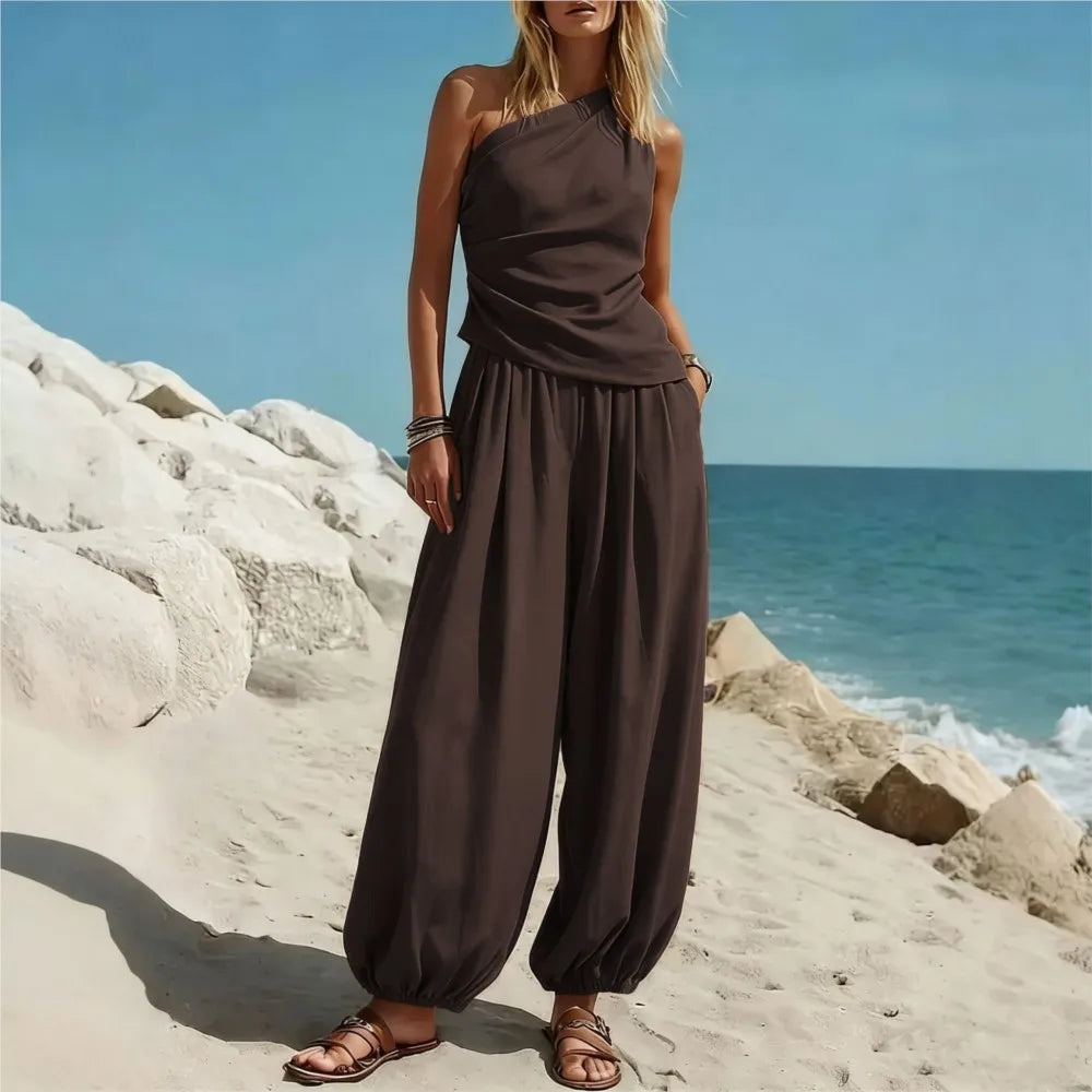 Delaney One Shoulder Trouser Set