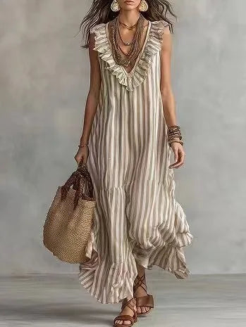 Kinsley Ruffle Striped Maxi Dress