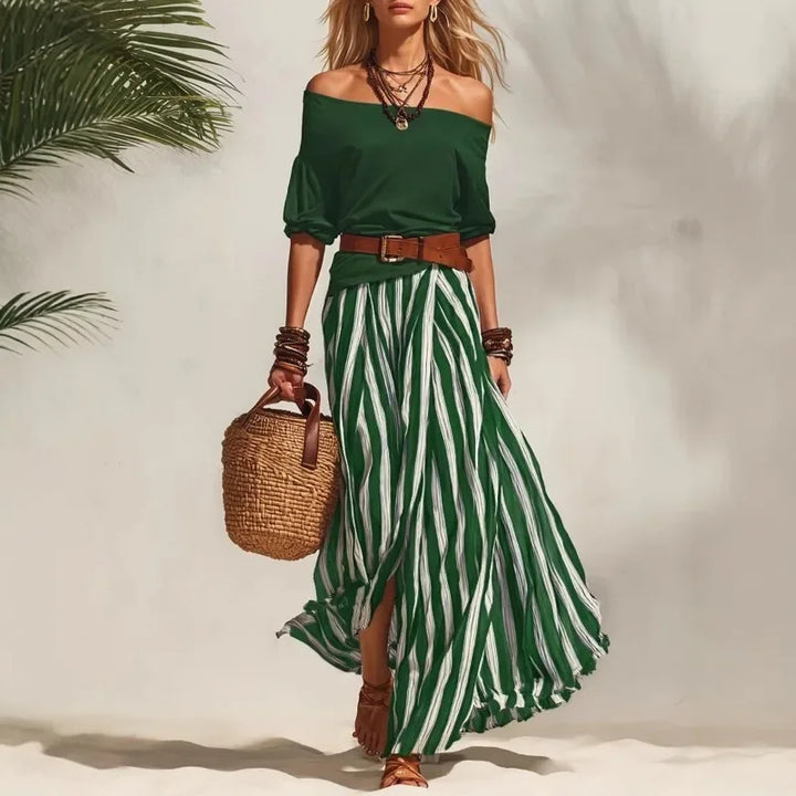Veronica Striped Maxi Skirt Set