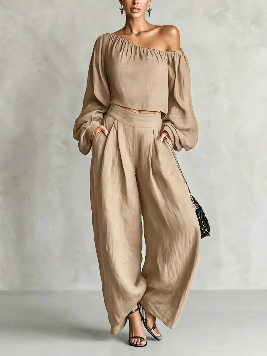 Evelisse Off Shoulder Trouser Set