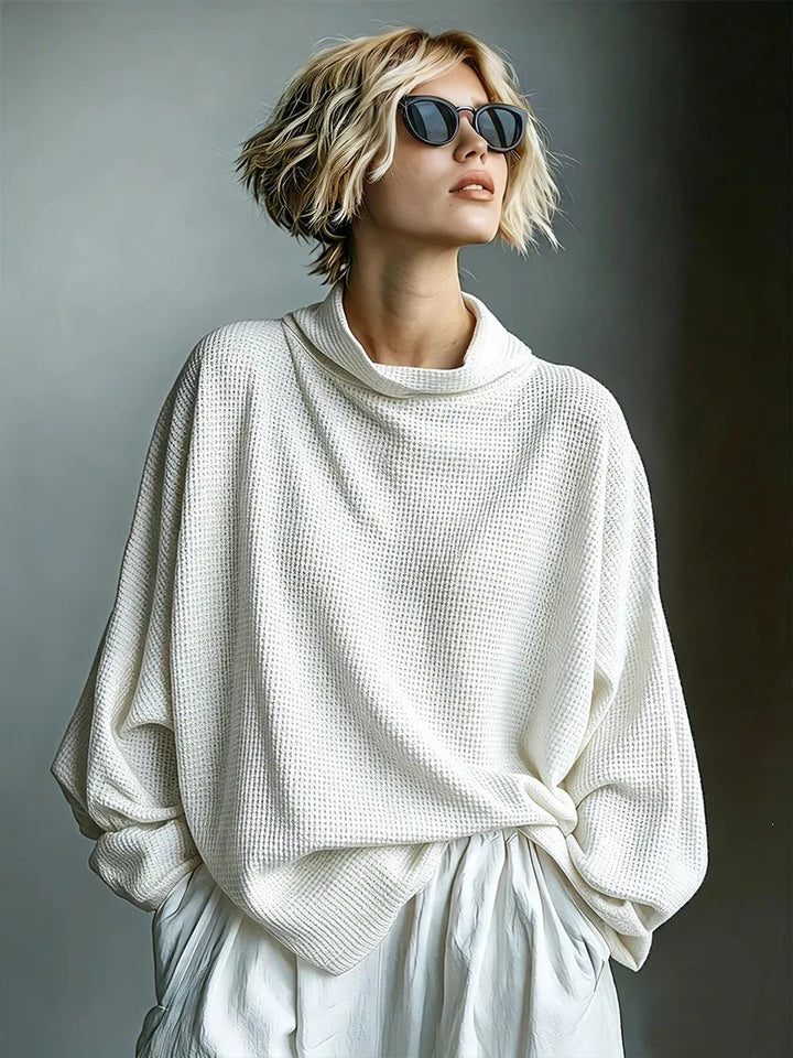 Genevieve Waffle Knit Funnel Top