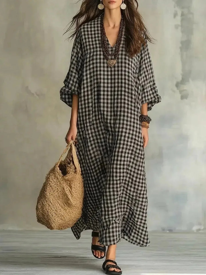 Hailey Relaxed Plaid Maxi Dress