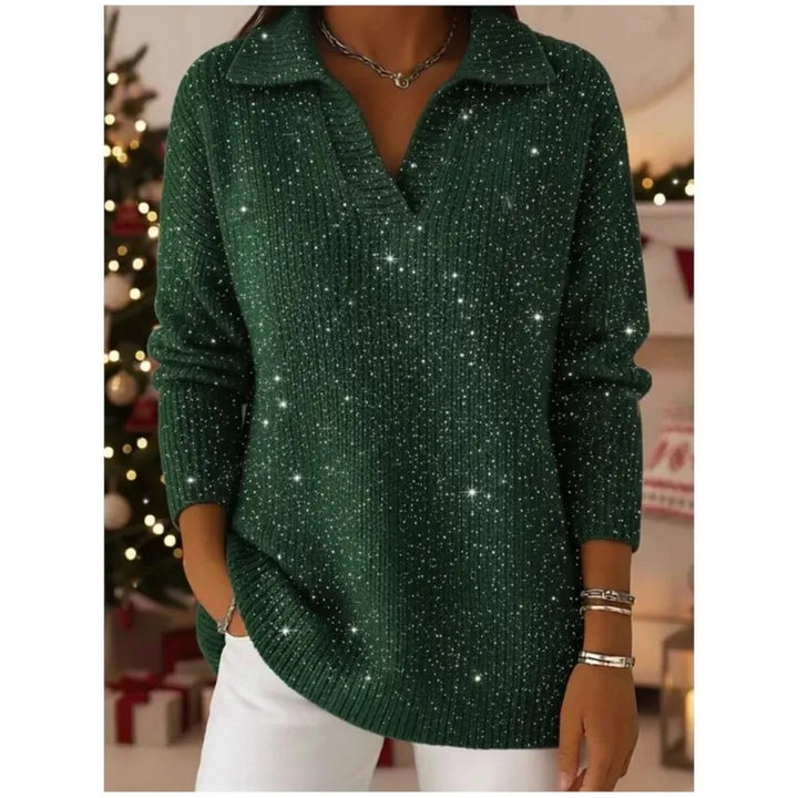 Wren Split Neck Sequin Sweater