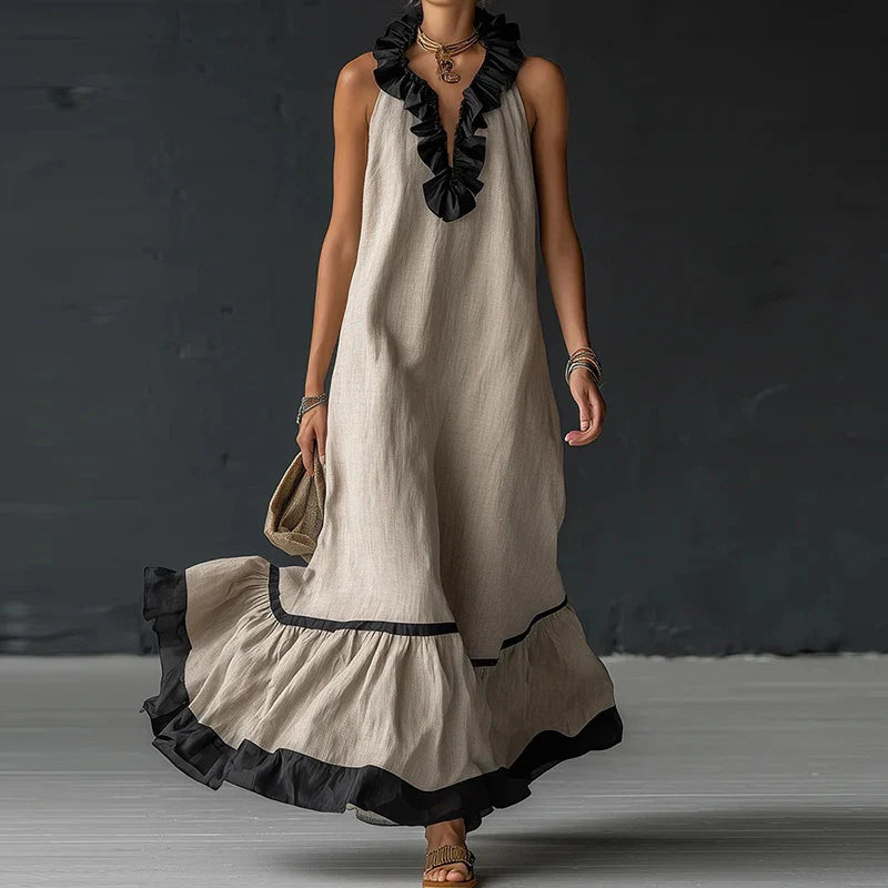 Amoura Ruffle Trim Maxi Dress