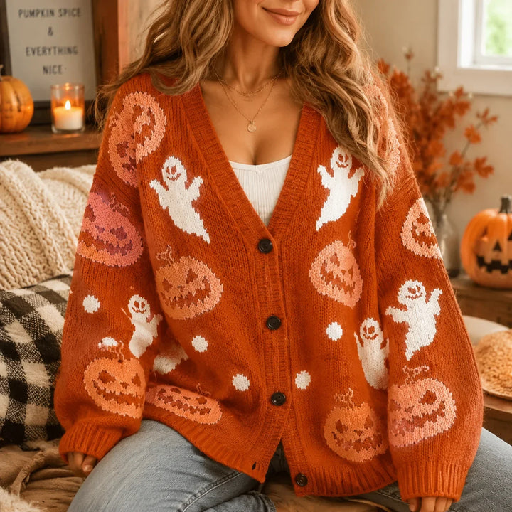 Olivia Pumpkin Ghost Cardigan