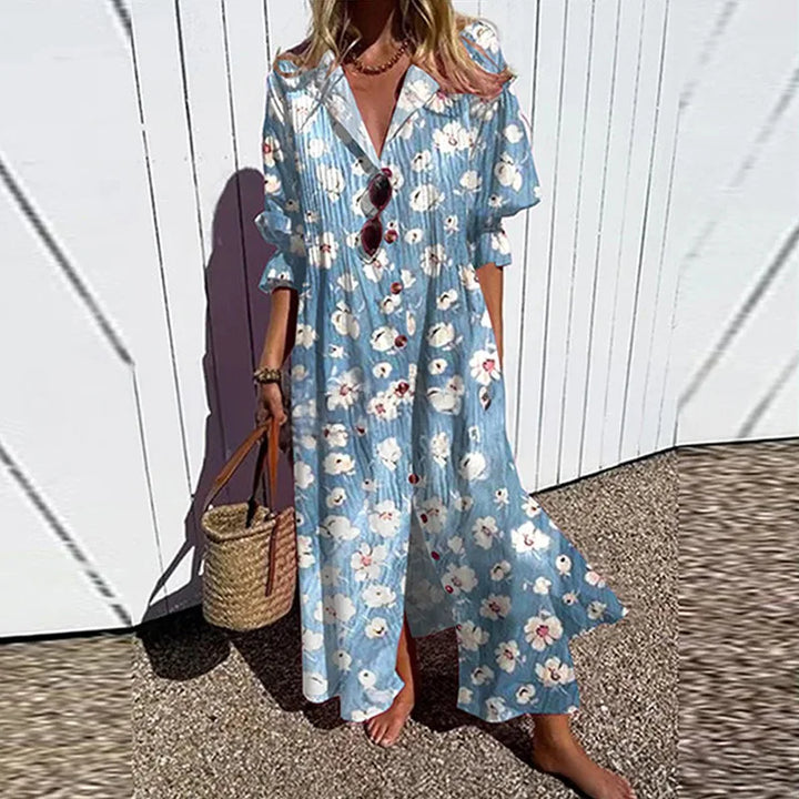 Aurevia Casual Printed Long Sleeve Maxi Dress
