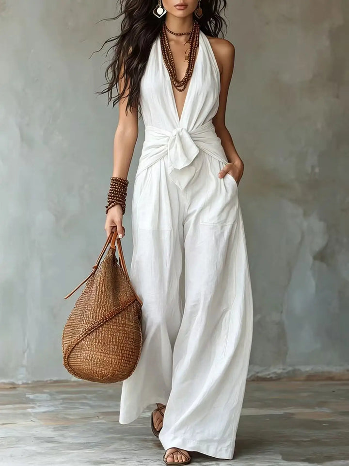 Lara Front Tie Wide Leg Jumpsuit