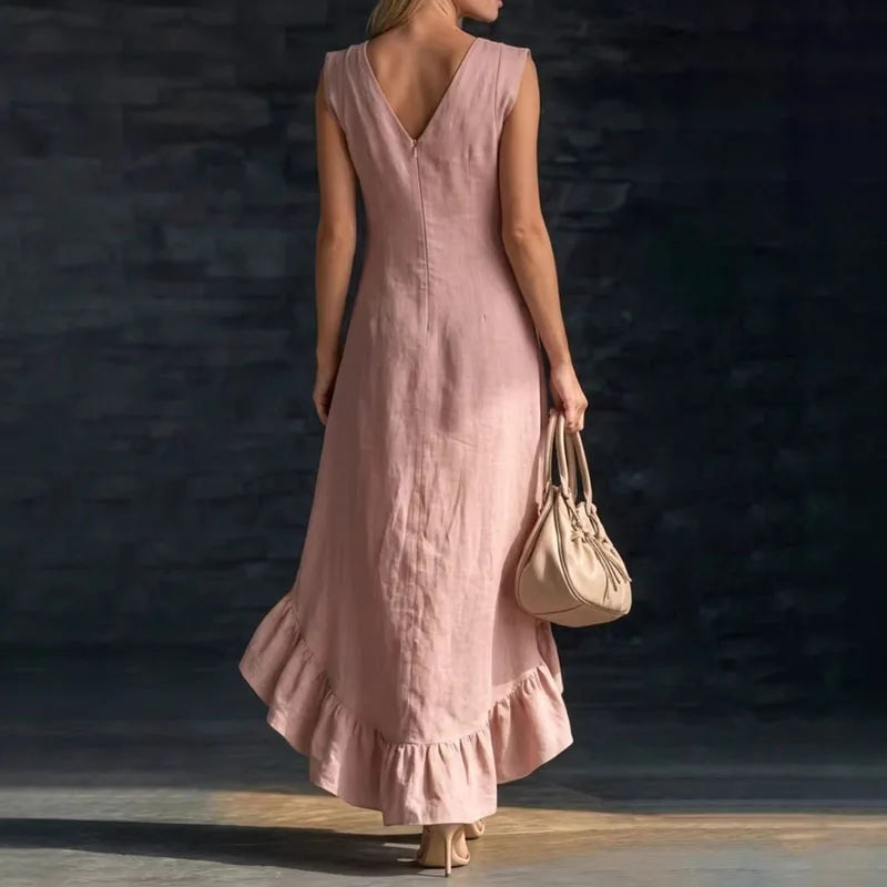 Celine Sleeveless Ruffle Maxi Dress
