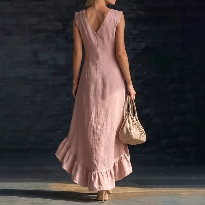 Celine Sleeveless Ruffle Maxi Dress
