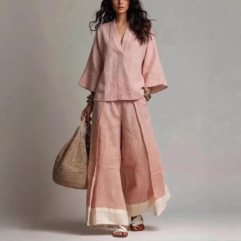 Alice V Neck Linen Set