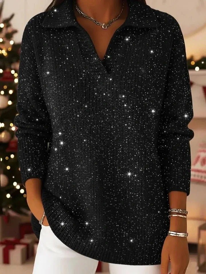 Wren Split Neck Sequin Sweater