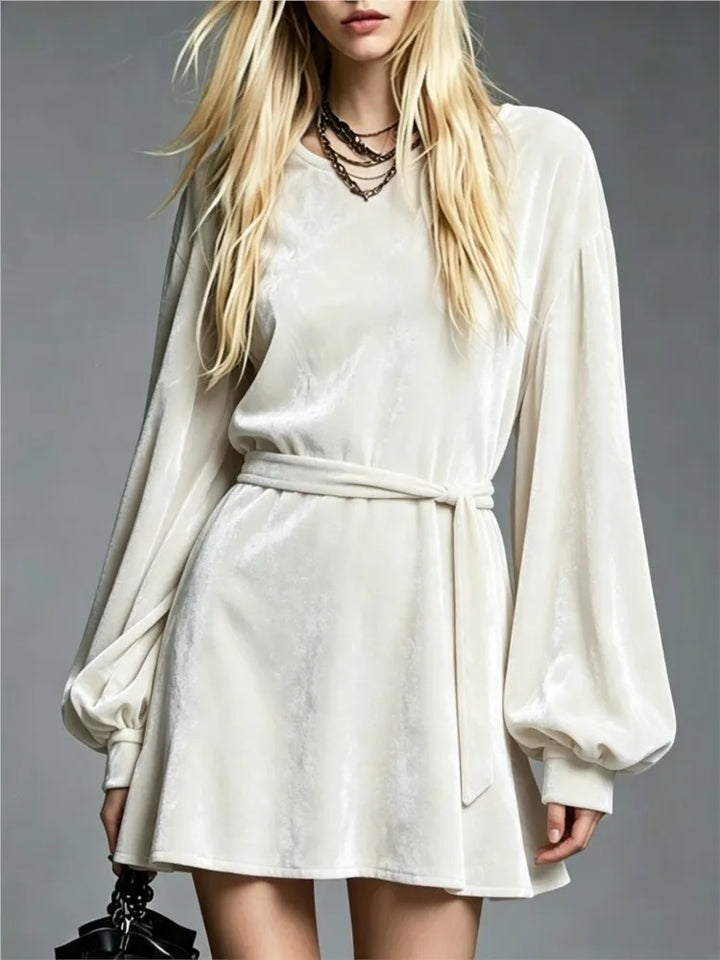 Adair Tie Waist Velvet Dress