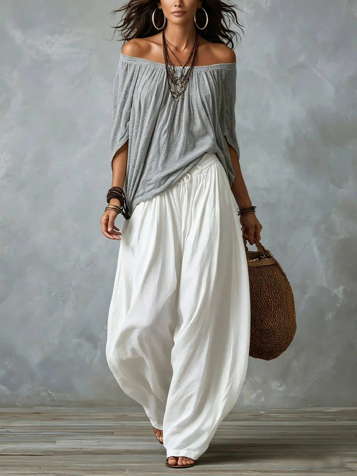 Josephine Bohemian Off Shoulder Harem Pants Set