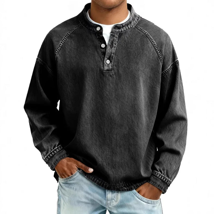 Marco Vintage Denim Henley Pullover