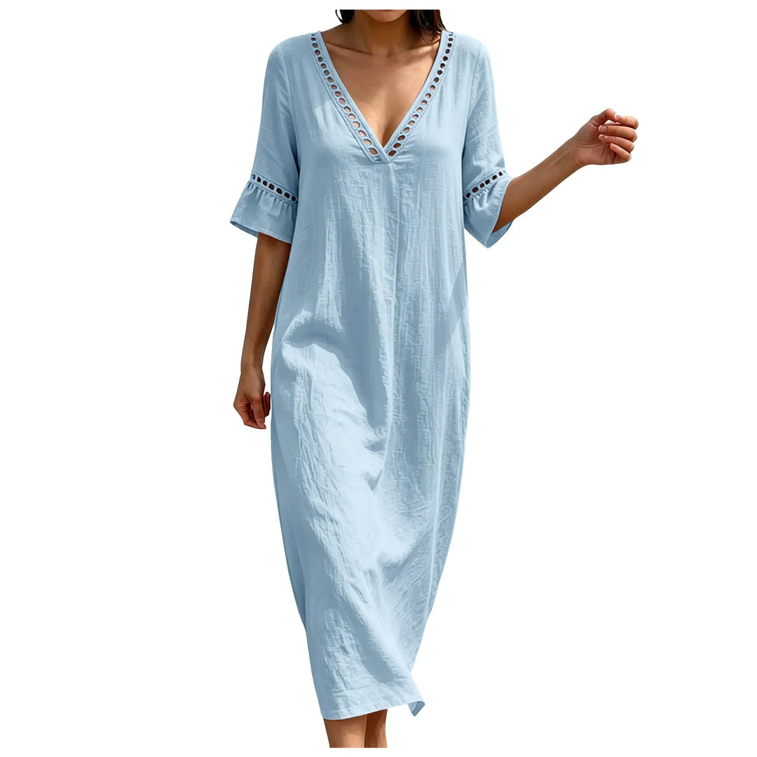 Venoriah V Neck Casual Maxi Dress