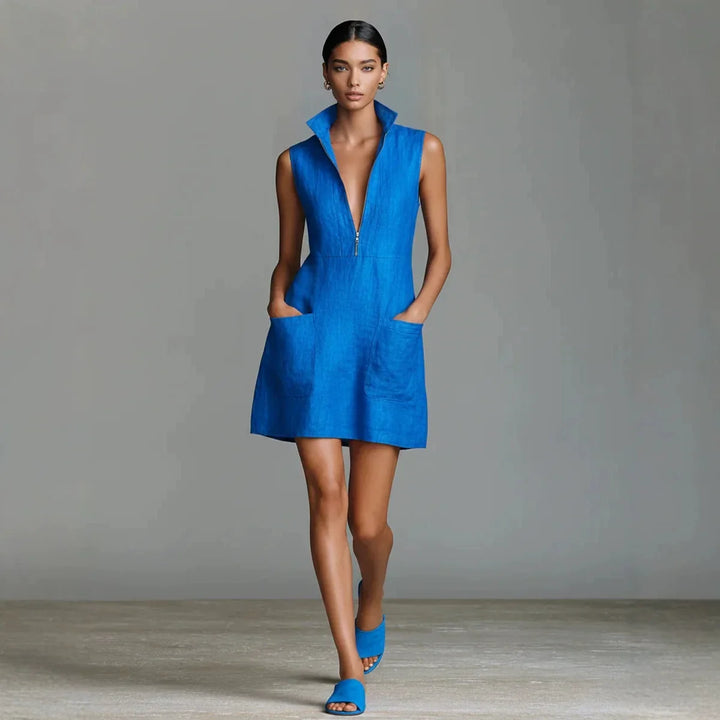 Virena Pocket Linen Mini Dress