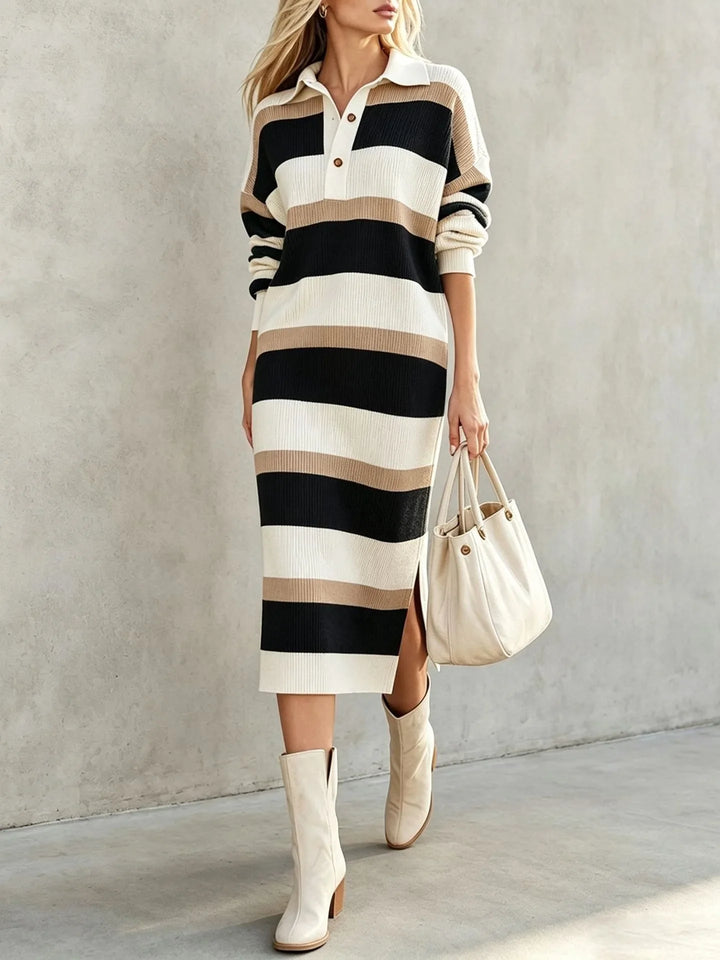 Amika Striped Polo Midi Dress