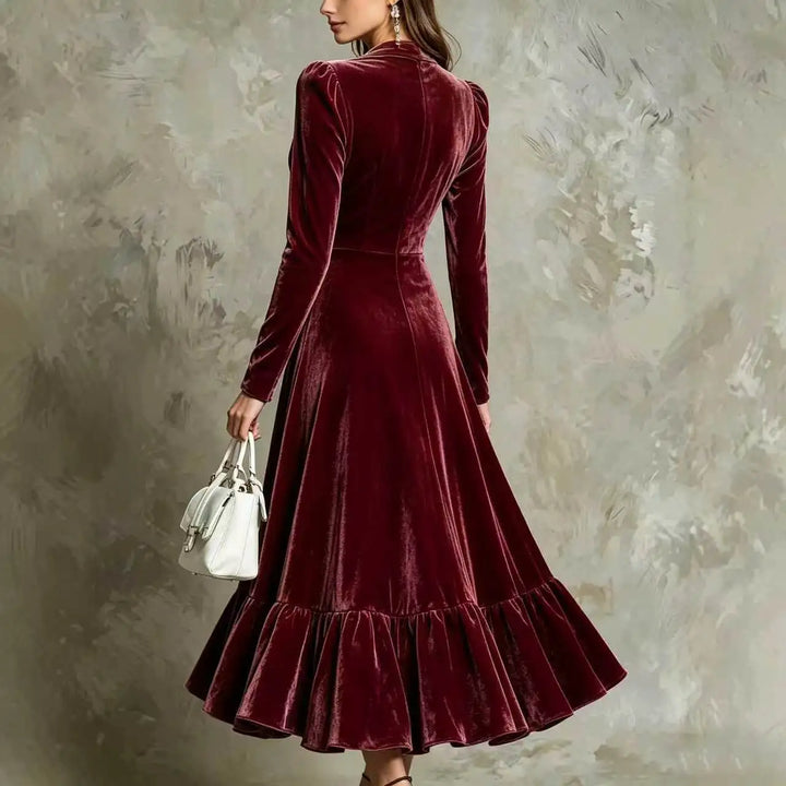 Rosalind Button Front Velvet Dress