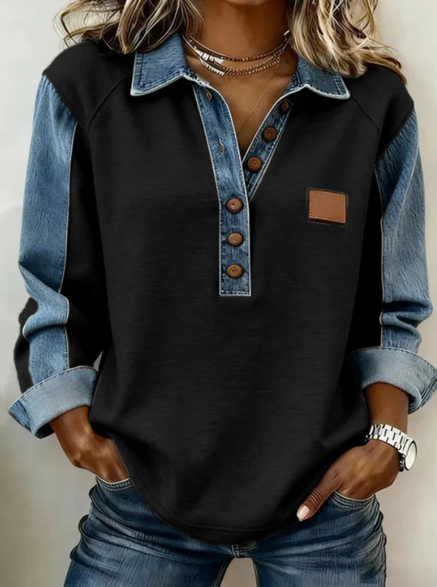 Rafela Denim Trim Blouse
