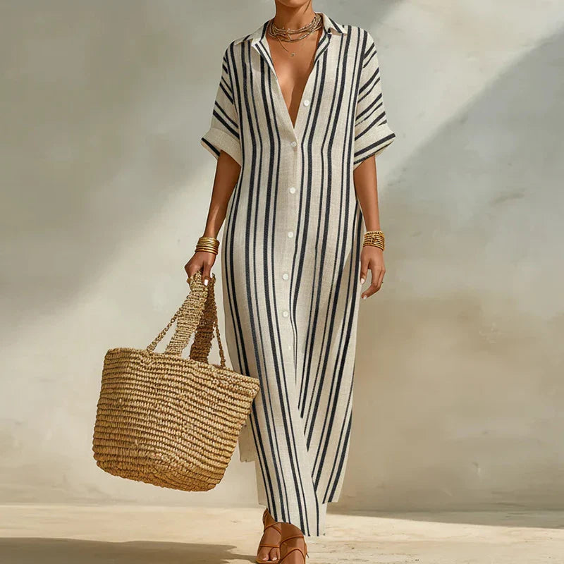 Celeste Linen Long Shirt Dress