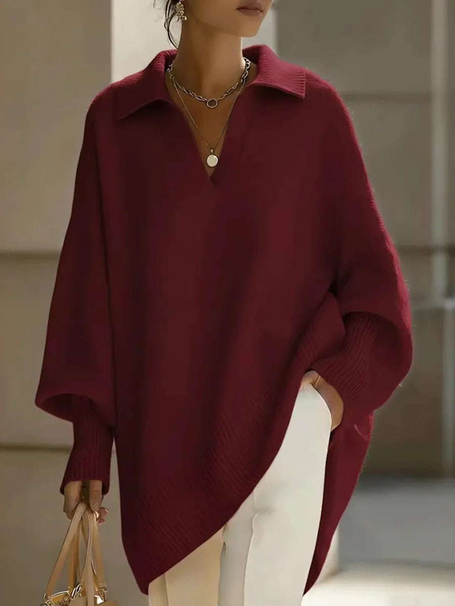 Ava Oversized V Neck Knit Sweater