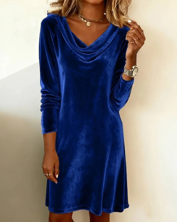 Yasmin Cowl Neck Velvet Dress