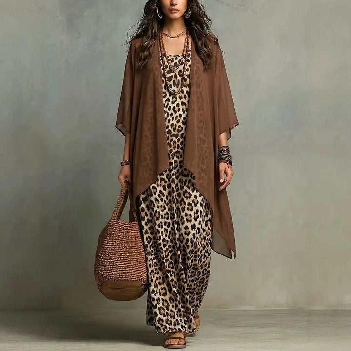 Virellea Leopard Print Maxi Dress Set