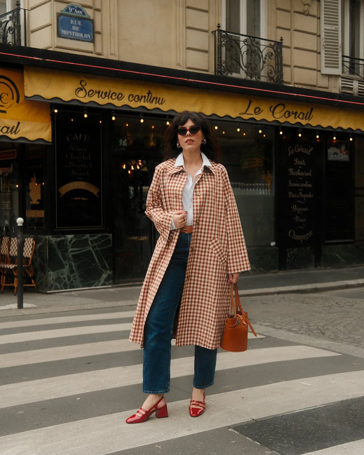 Emory Gingham Trench Coat