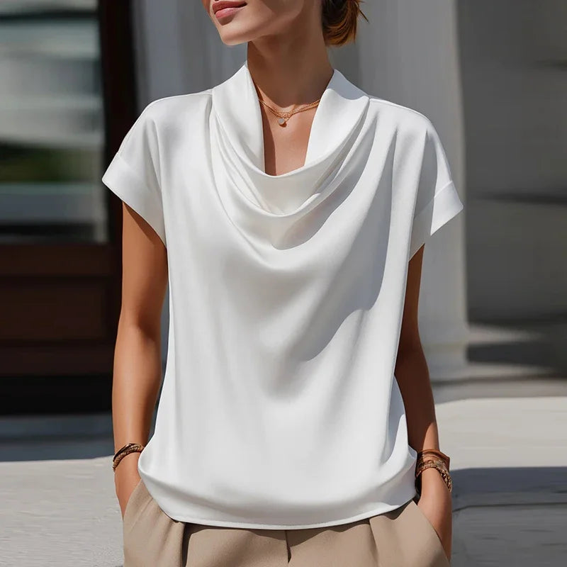 Orelina Draped Cowl Neck Blouse