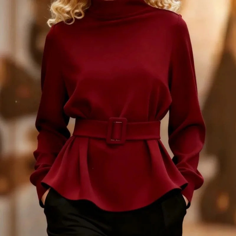 Liora Mock Neck Peplum Top