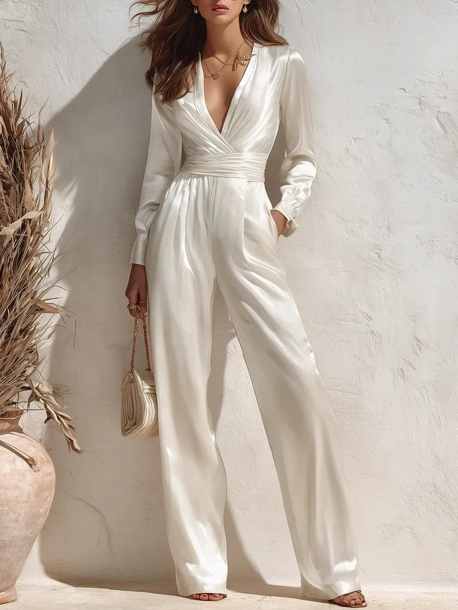 Lenara Satin Wide Leg Jumpsuit