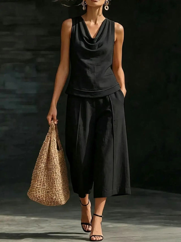 Evelisse Relaxed Cowl Neck Trouser Set
