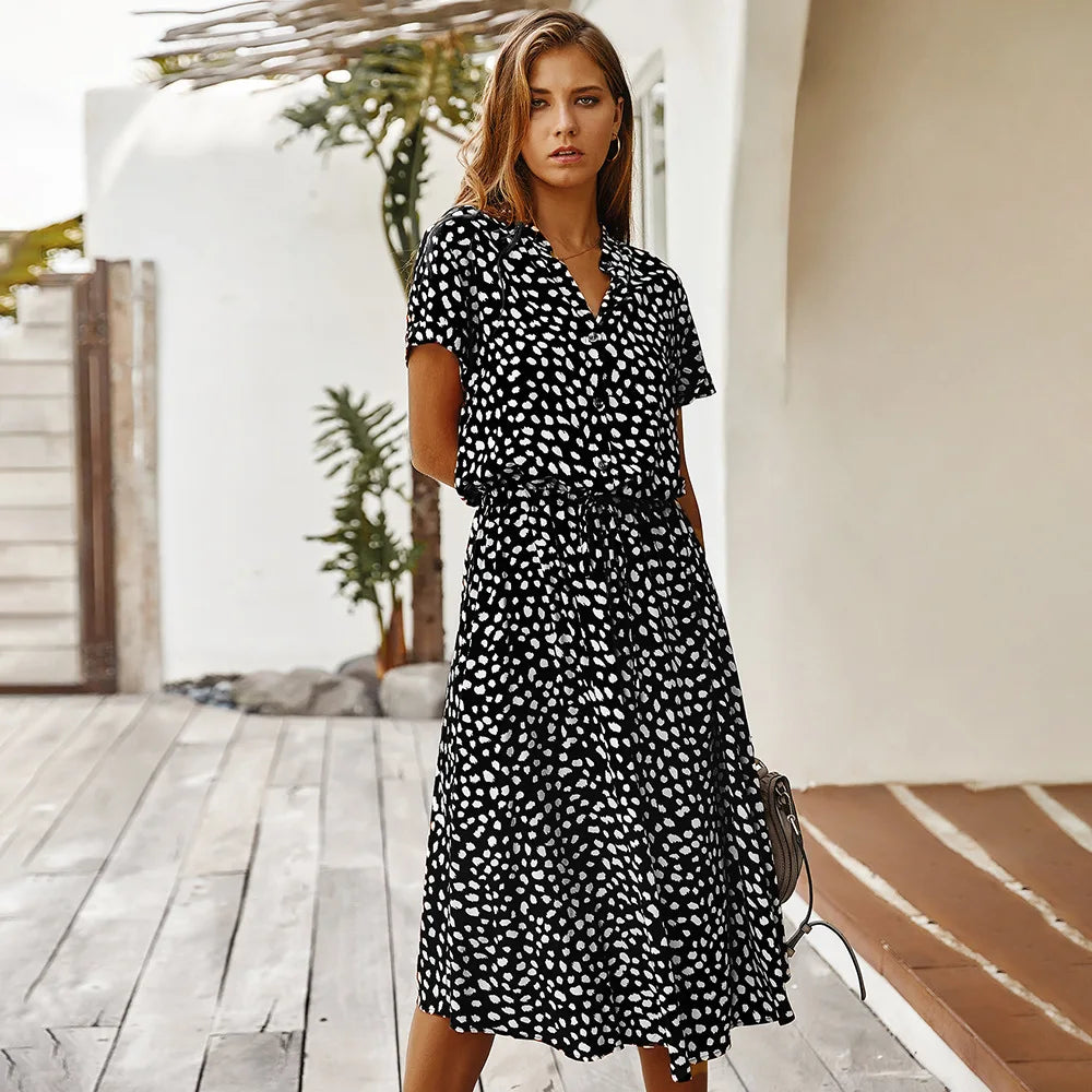 Inessa Printed Midi Shirt Dress