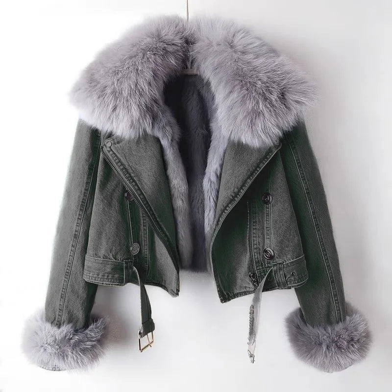 Valeria Faux Fur Denim Jacket
