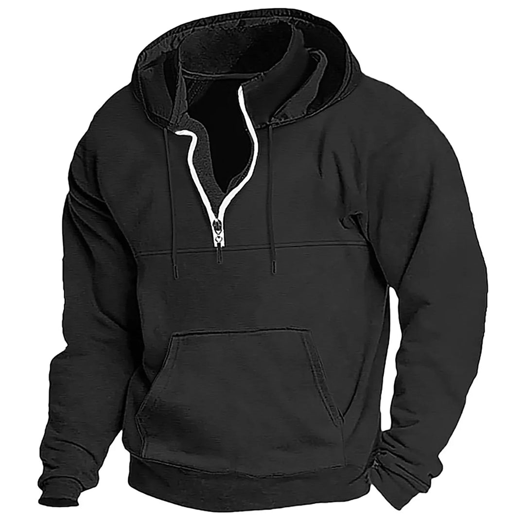 Black quarter zip hoodie front view