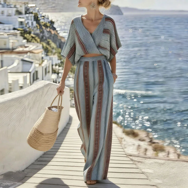 Laureen Striped Pants Suit Set