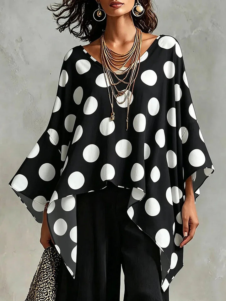Helena Asymmetrical Polka Dot Blouse